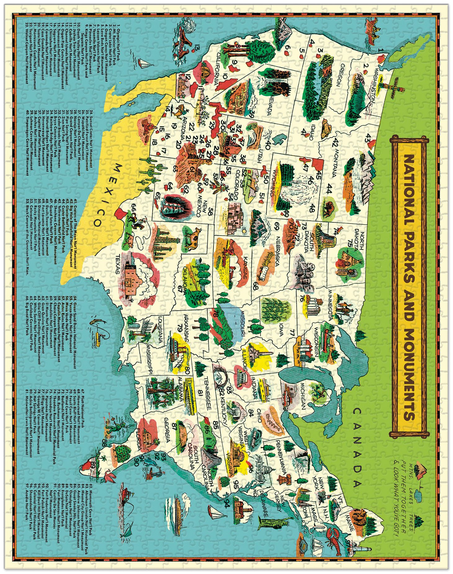 Cavallini & Co - National Parks Map 1000 Piece Jigsaw Puzzle - Image 4