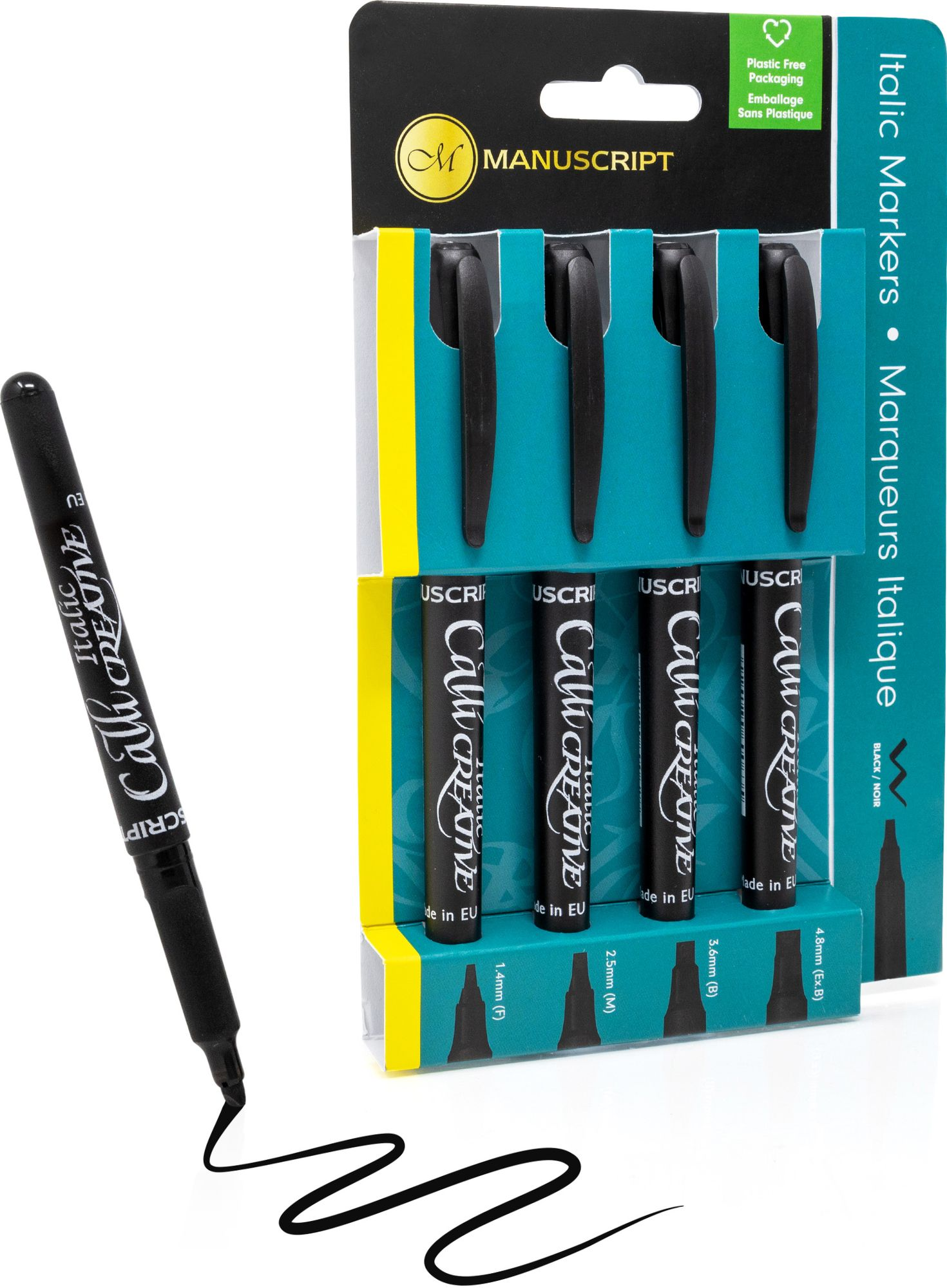 Manuscript Callicreative Italic Markers - pack of 4 - Black - Fine/Medium/Broad/Extra Broad - Image 9
