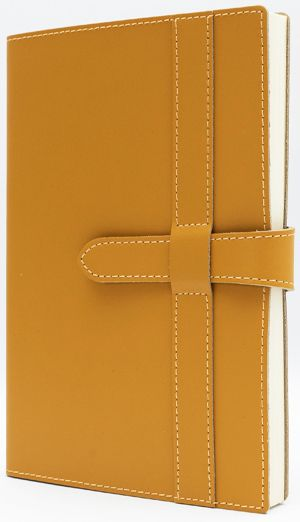 Yellow Leather Journal with Leather Flap Closure and Lined pages - Image 3