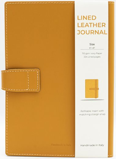 Yellow Leather Journal with Leather Flap Closure and Lined pages - Image 4