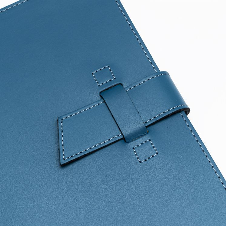 Blue Leather Journal with Leather Flap Closure and Lined Pages - Image 4