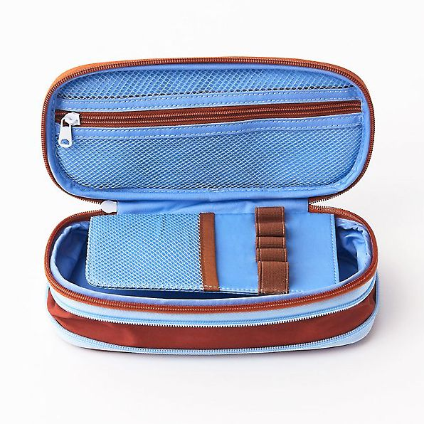 Blue Grid Expandable Pencil Case - Image 2