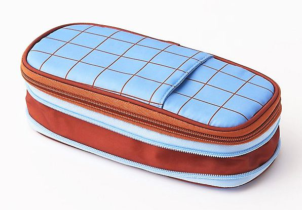 Blue Grid Expandable Pencil Case - Image 4