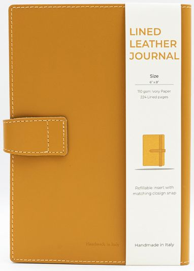 Yellow Leather Journal with Leather Flap Closure and Lined pages - Image 6