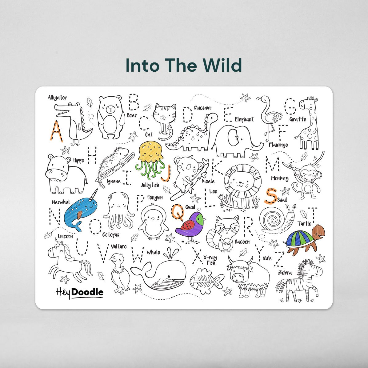 Into The Wild - Reusable silicone A3 mat: A to Z Animals - Image 2