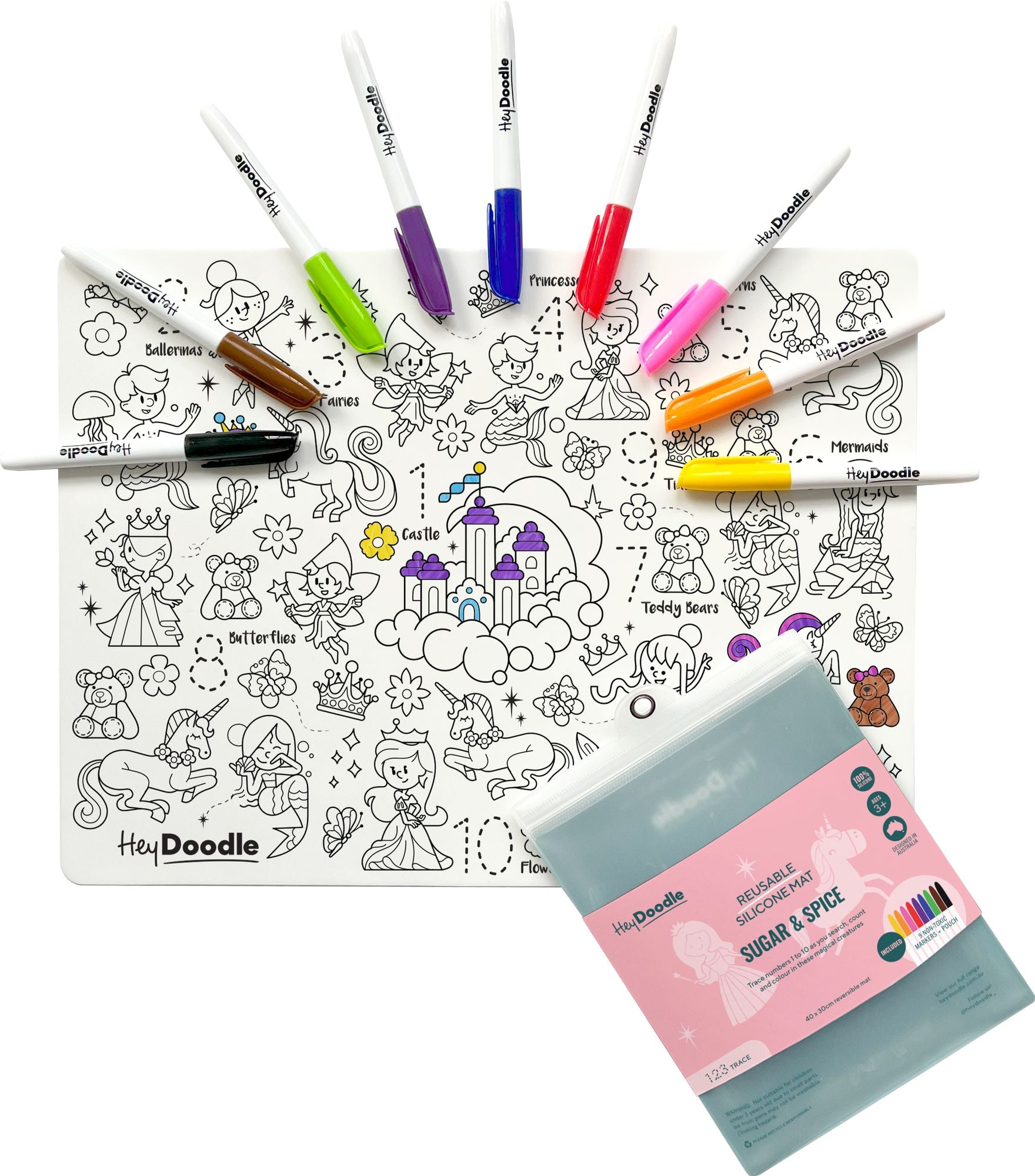 Sugar & Spice Reusable Silicone Colouring Placemat by HeyDoodle - Image 2
