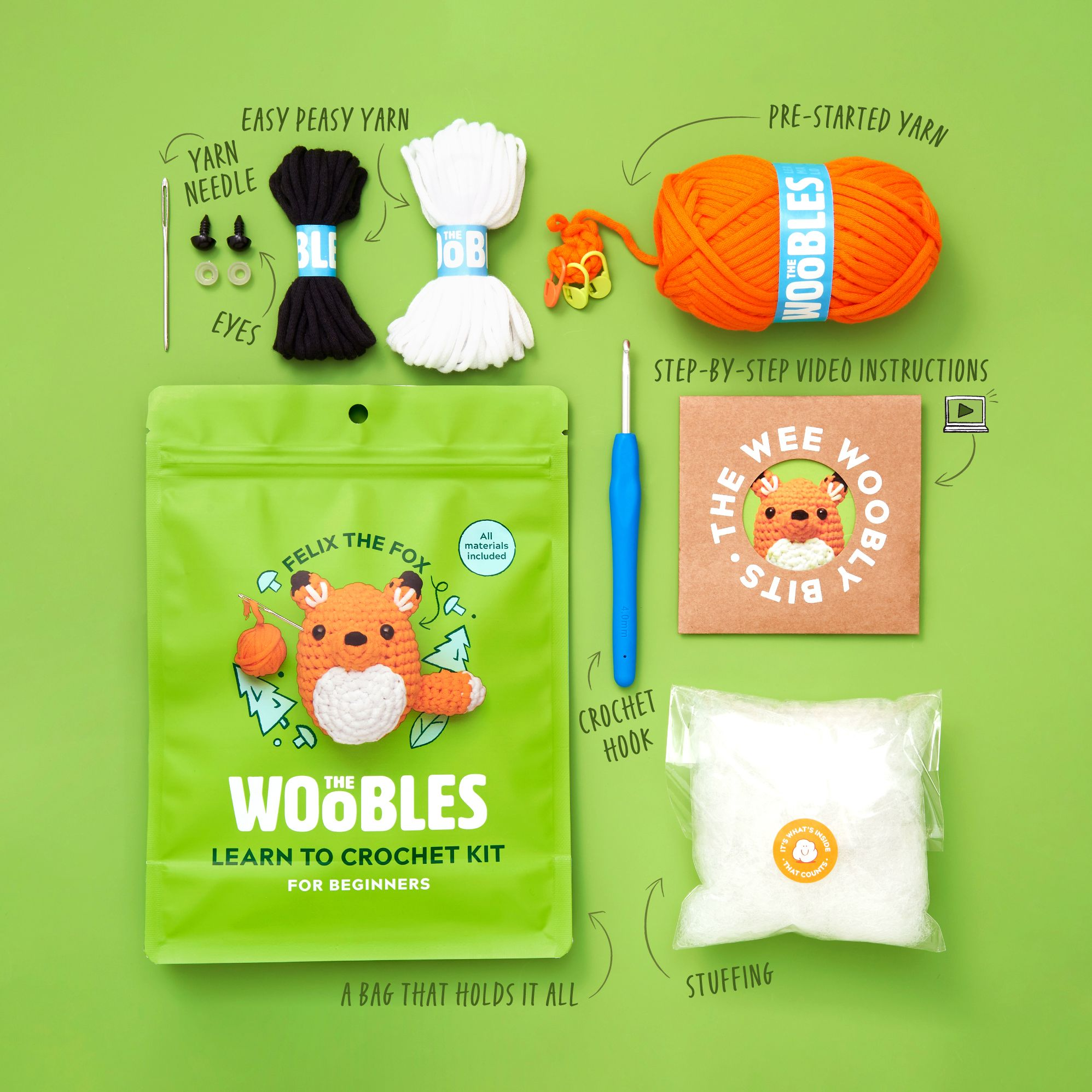 Felix the Fox. The Woobles Beginner Crochet Kit - Image 3
