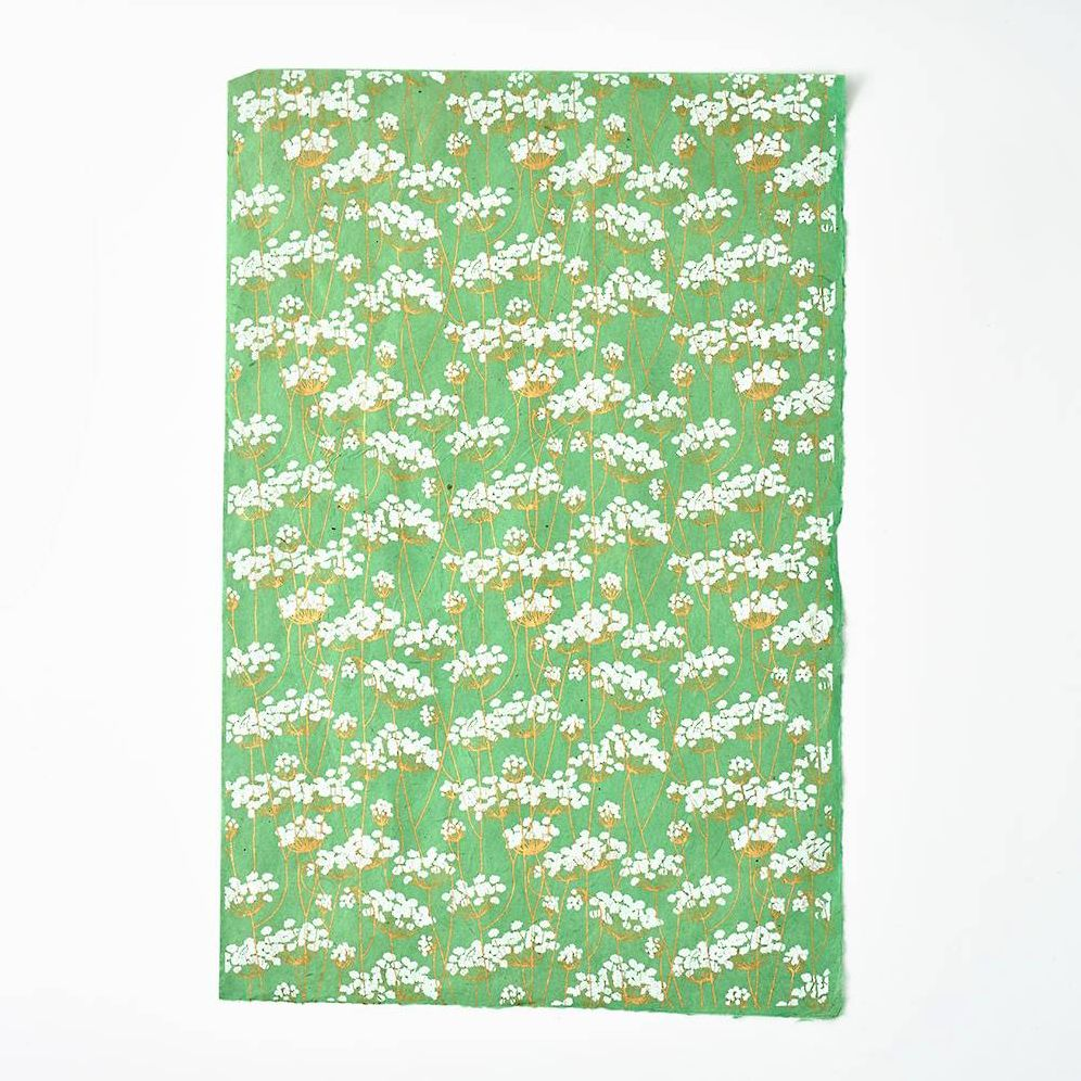 Gold Dandelions on Mint Handmade Paper - Image 2