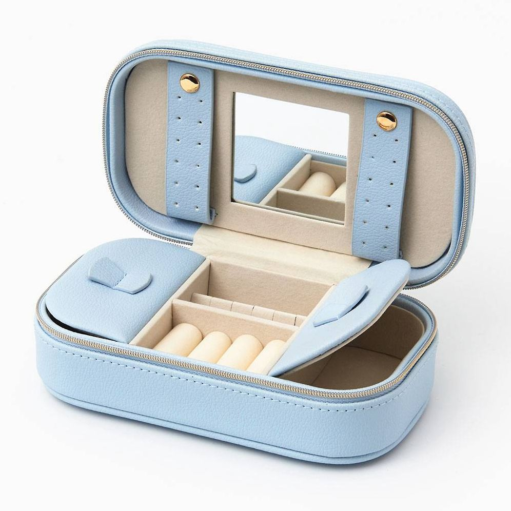 Light Blue Vegan Leather Jewelry Box - Image 2