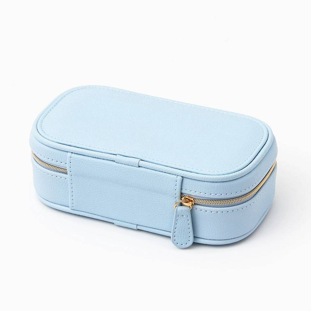 Light Blue Vegan Leather Jewelry Box - Image 4