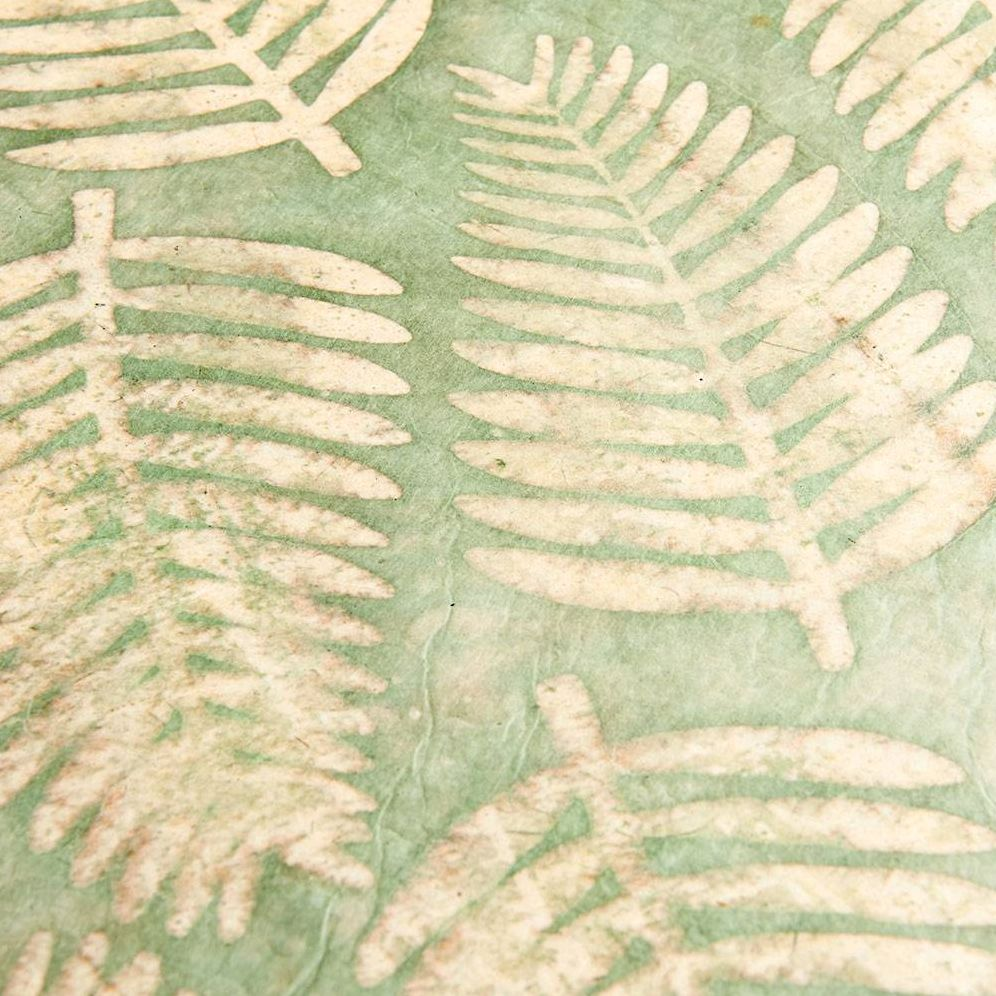 Large Leaves on Green Wax Handmade Paper - Image 2