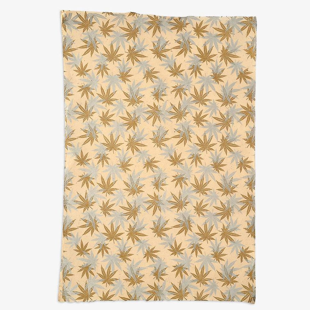Hemp Leaves Metallic on Cream Handmade Paper - Image 2