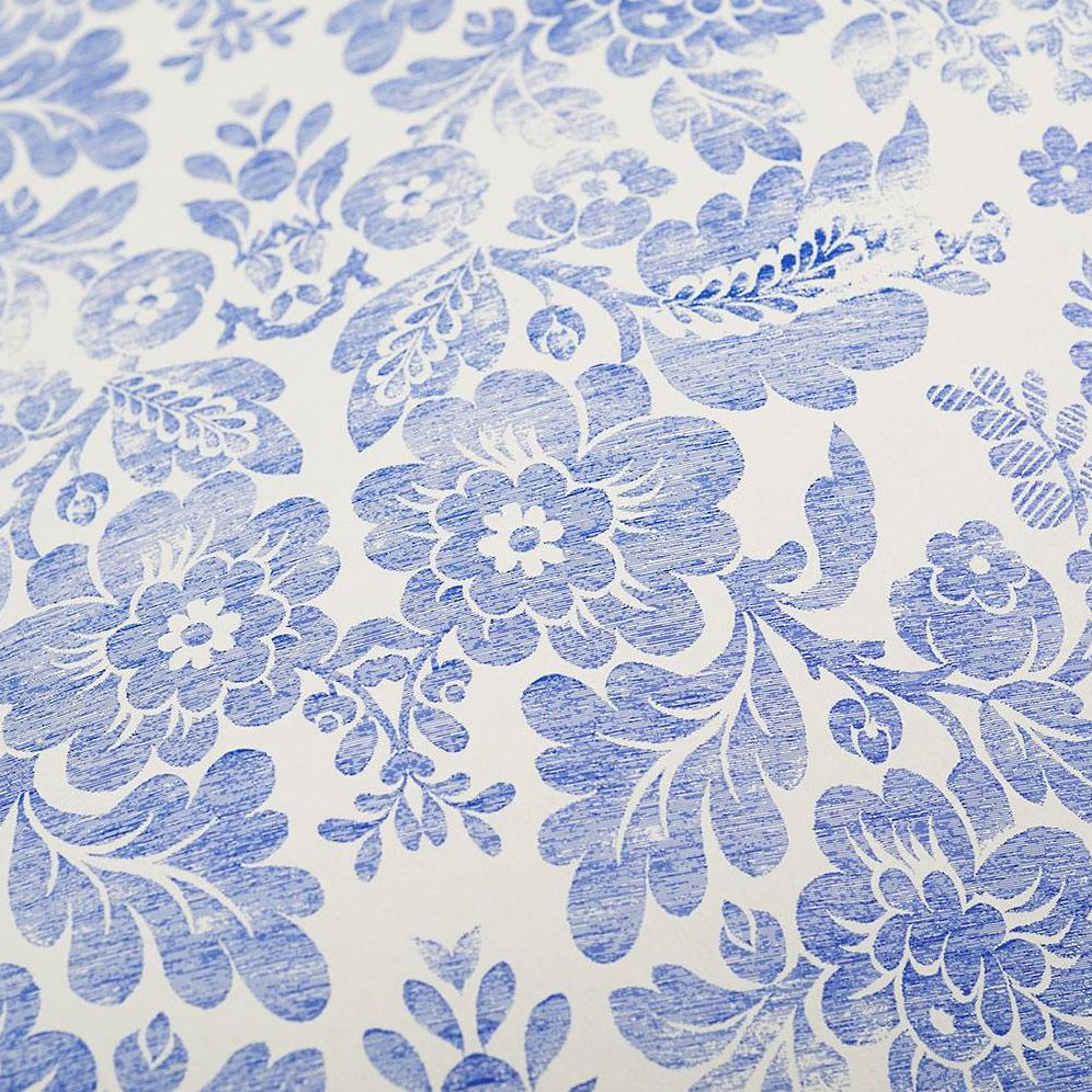 Distressed Blue Floral on White Handmade Paper - Image 2