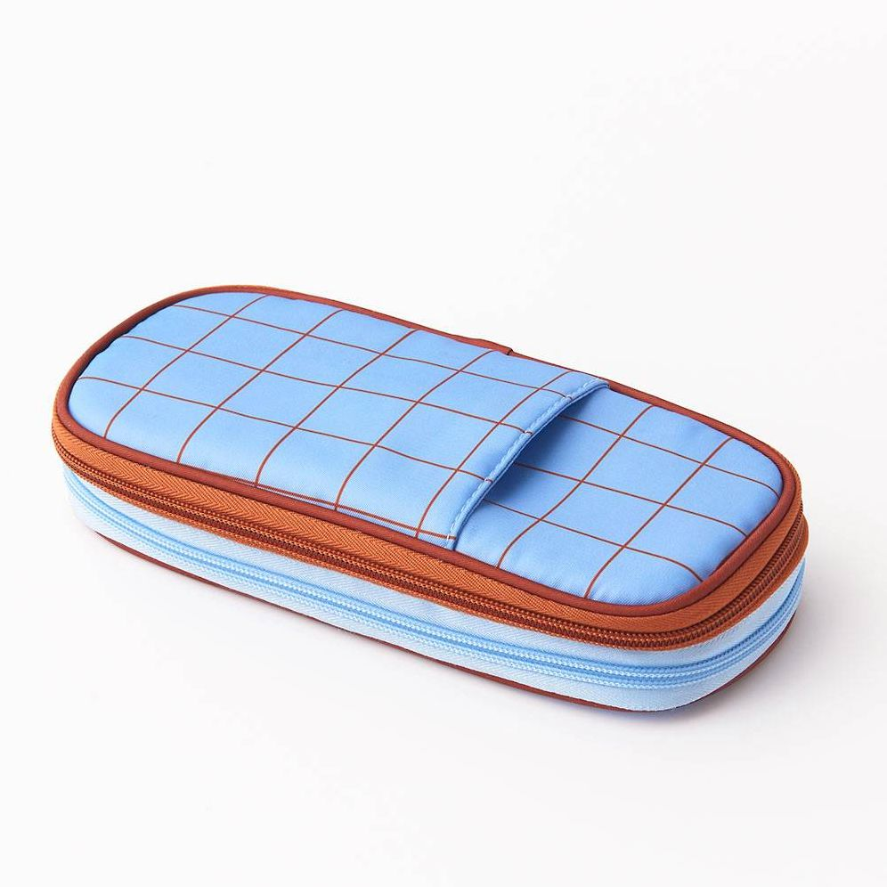 Blue Grid Expandable Pencil Case - Image 5