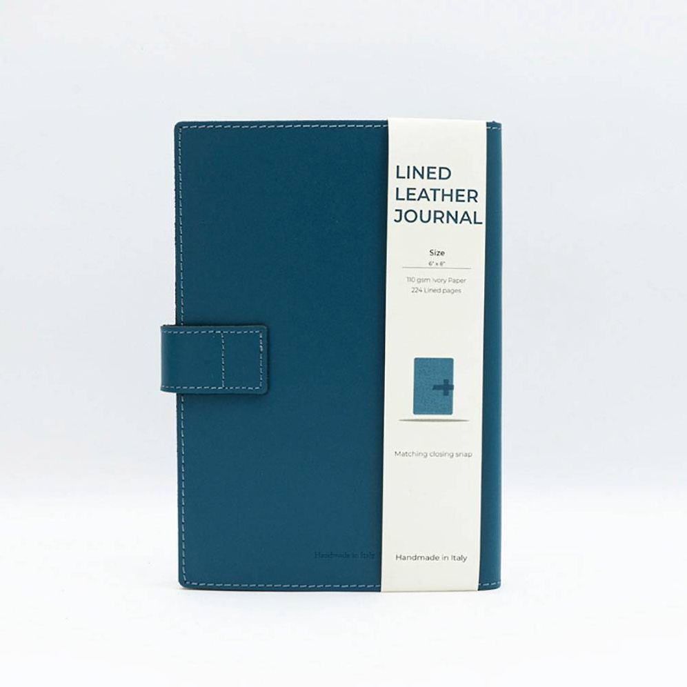 Blue Leather Journal with Leather Flap Closure and Lined Pages - Image 9