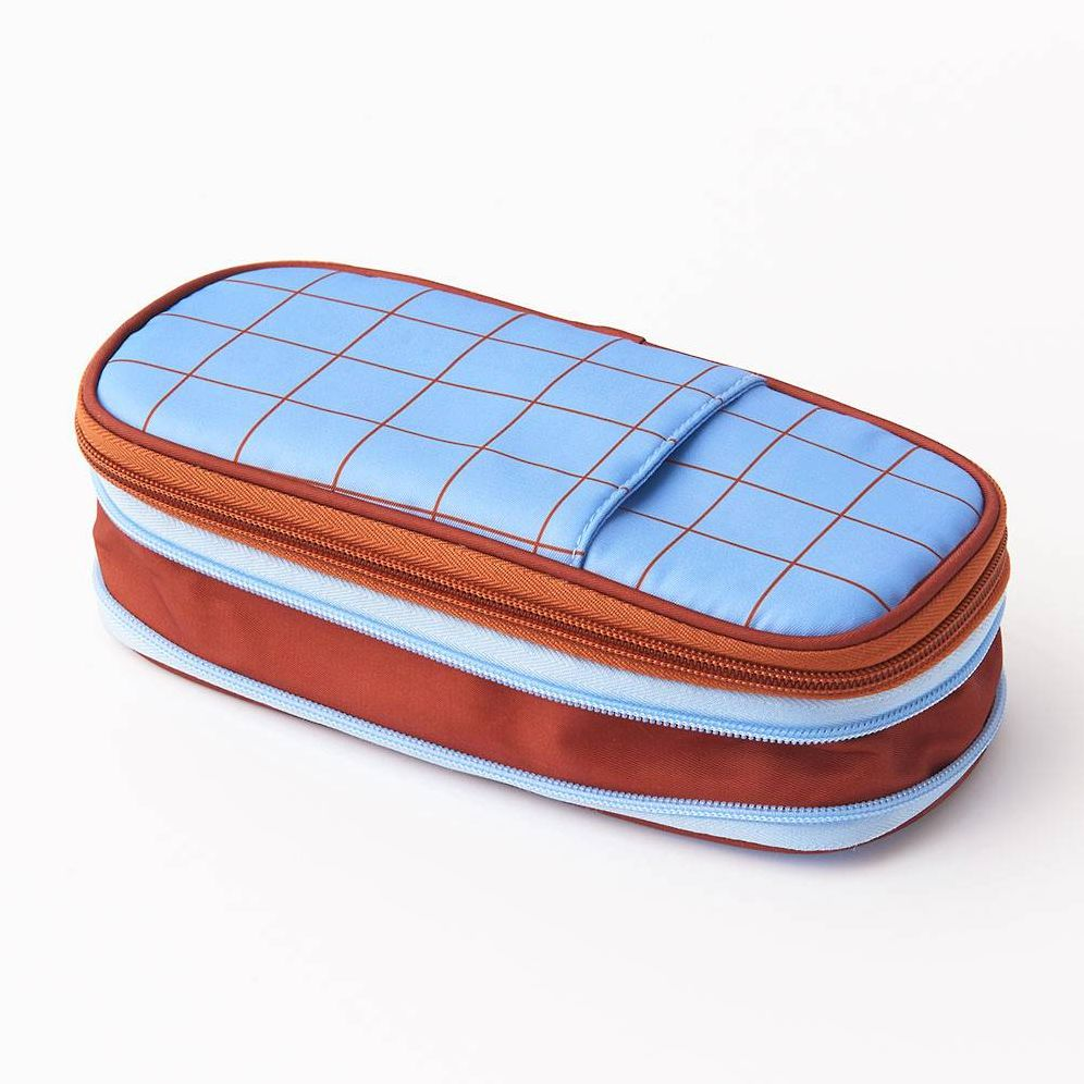 Blue Grid Expandable Pencil Case - Image 6