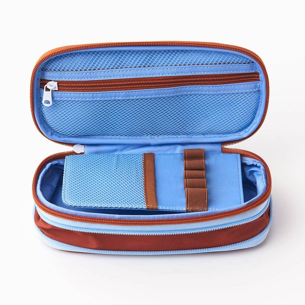 Blue Grid Expandable Pencil Case - Image 7