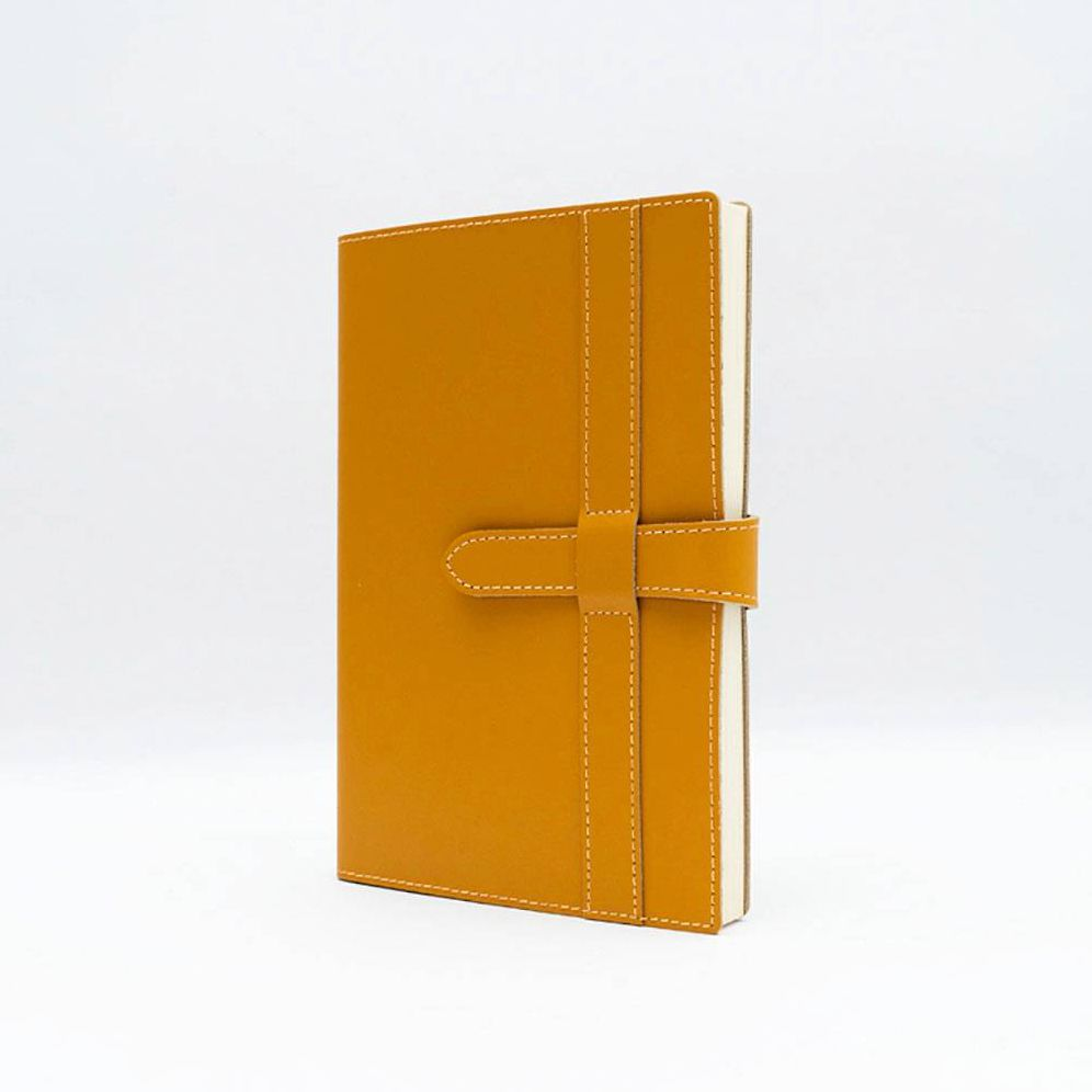Yellow Leather Journal with Leather Flap Closure and Lined pages - Image 10
