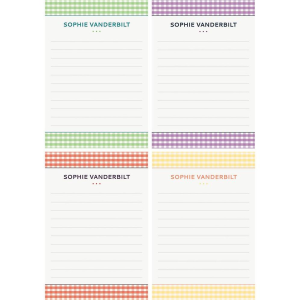 Gingham Personalized Notepad Set