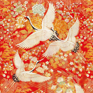 Kimono Cranes Flat Wrap