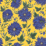 Royal Blue Dahlia Flat Wrap