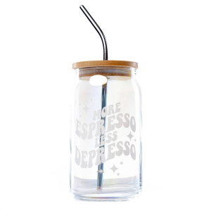 More Espresso Less Depresso Glass