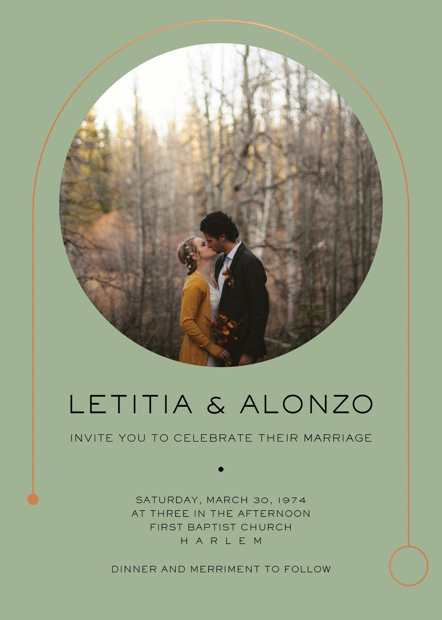 Destiny Photo Green Wedding Invitation - Image 4