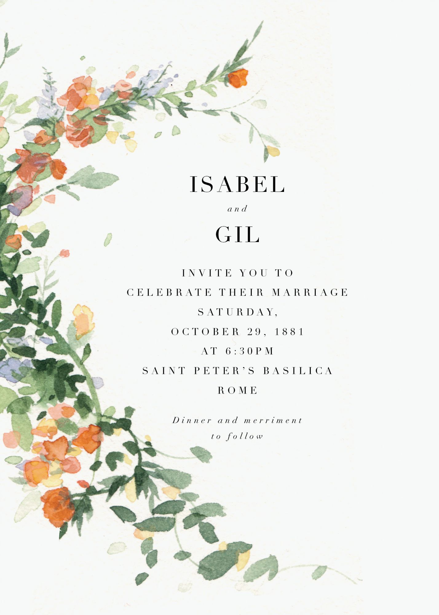 Watercolor Garland Wedding Invitation - Image 2