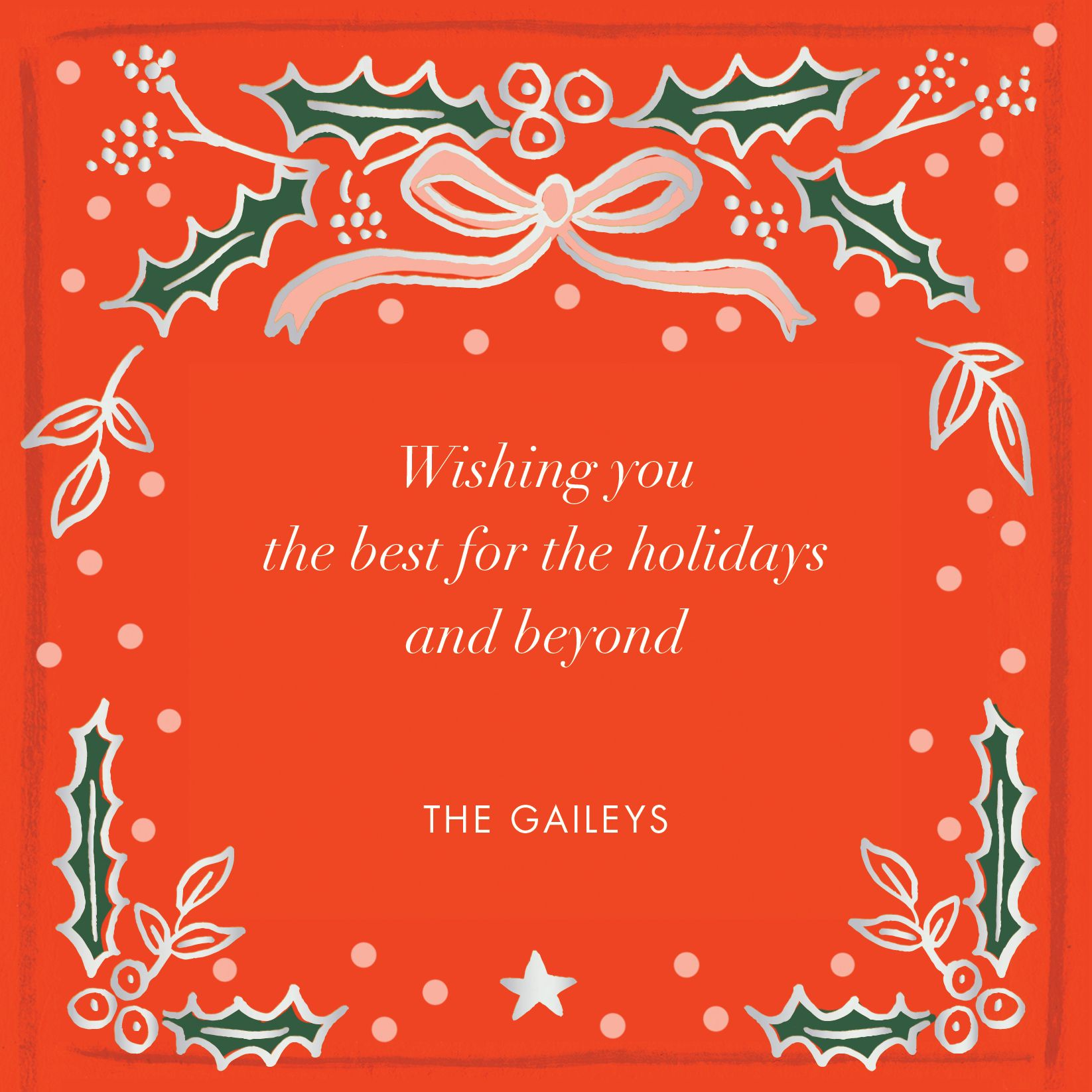Holly Christmas Holiday Card - Image 2