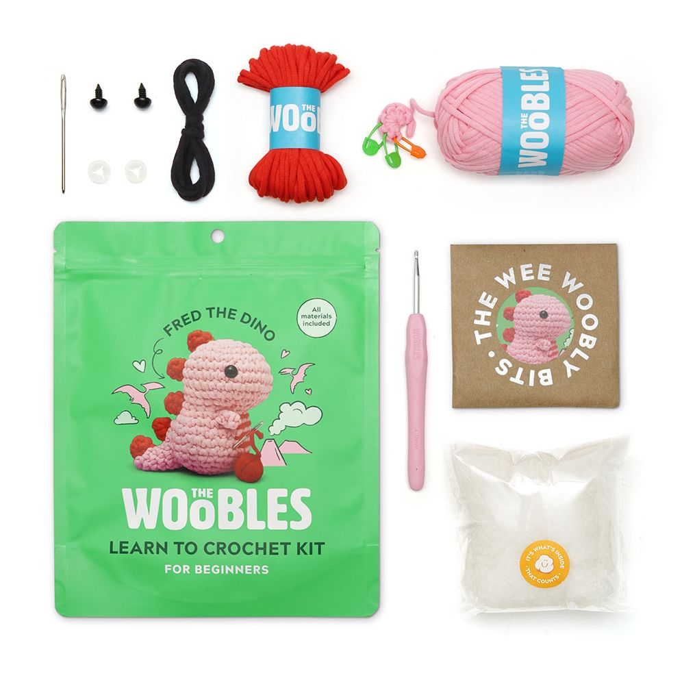 Fred the Dino Pink Learn to Crochet kit - Image 2