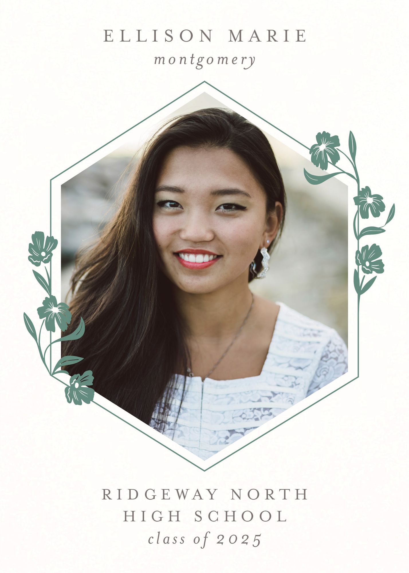 Fleur Geometric Frame Photo Graduation Announcement - Image 2