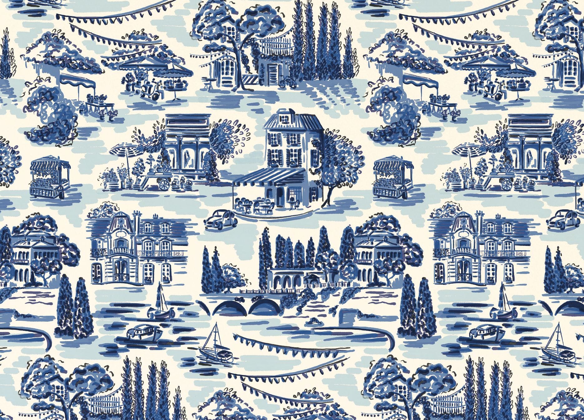 Blue Provençal Toile Stationery - Image 2