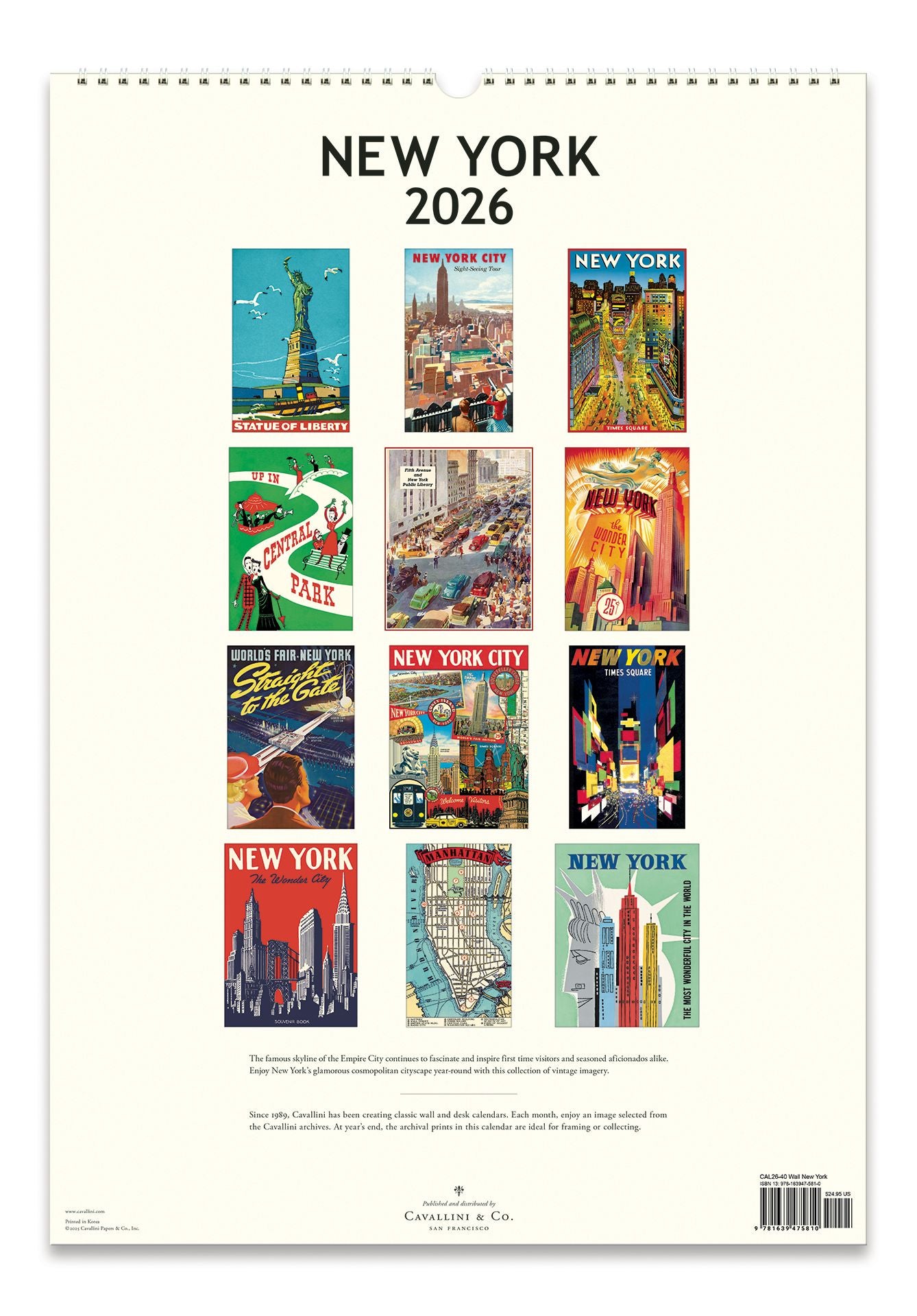 2026 Cavallini New York Wall Calendar - Image 3