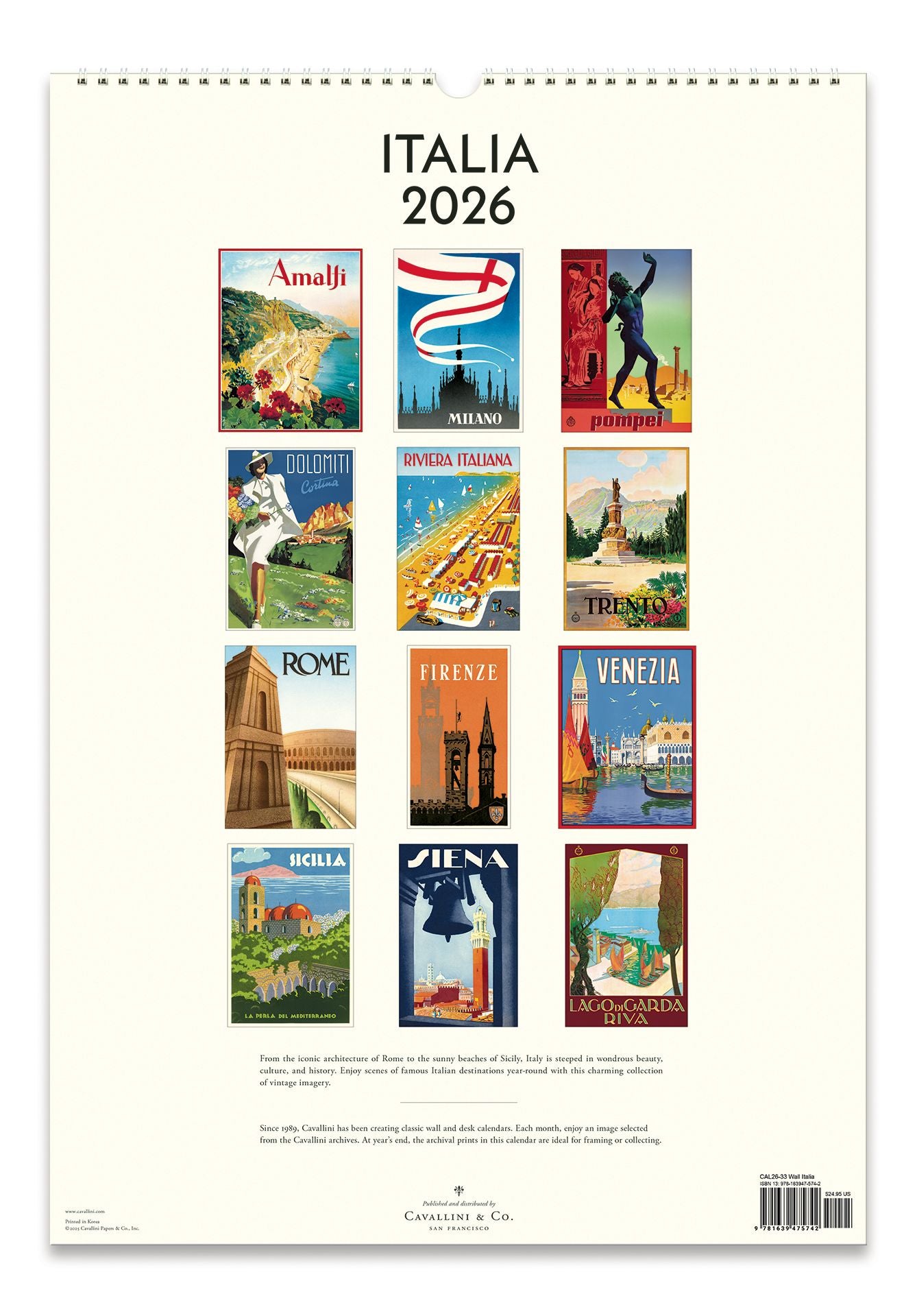 2026 Cavallini Italia Wall Calendar - Image 3