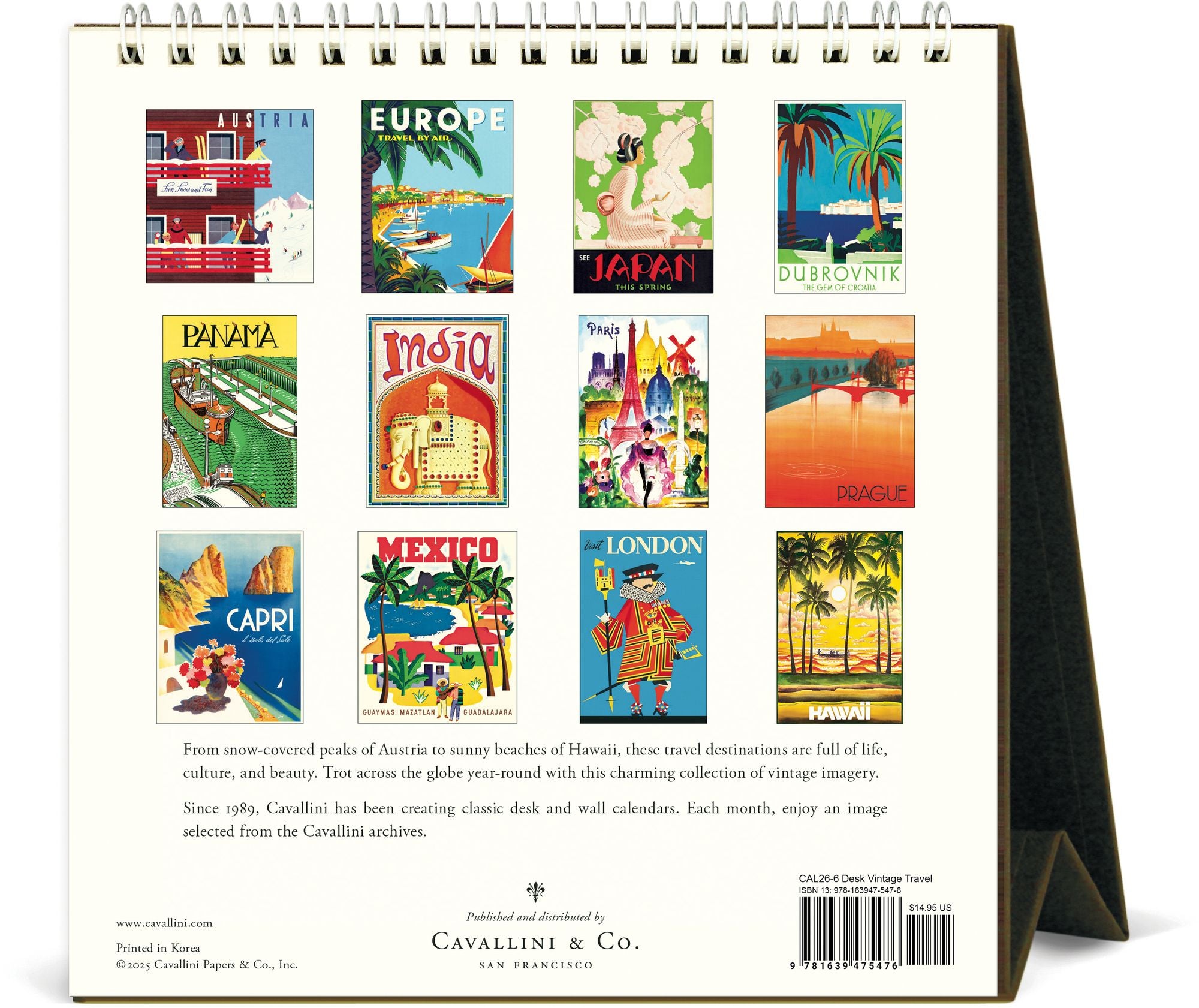 2026 Cavallini Vintage Travel Desk Calendar - Image 3