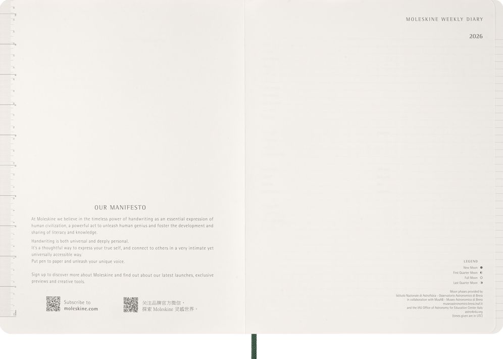 2026 Moleskine Myrtle Green 15-Month XXL Essential Soft Cover Weekly Vertical Planner - Image 3