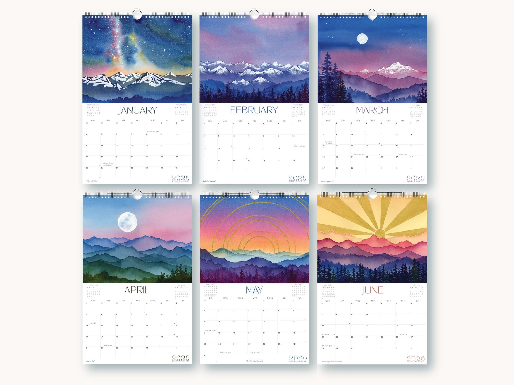 2026 Mountain Art Wall Calendar - Image 2
