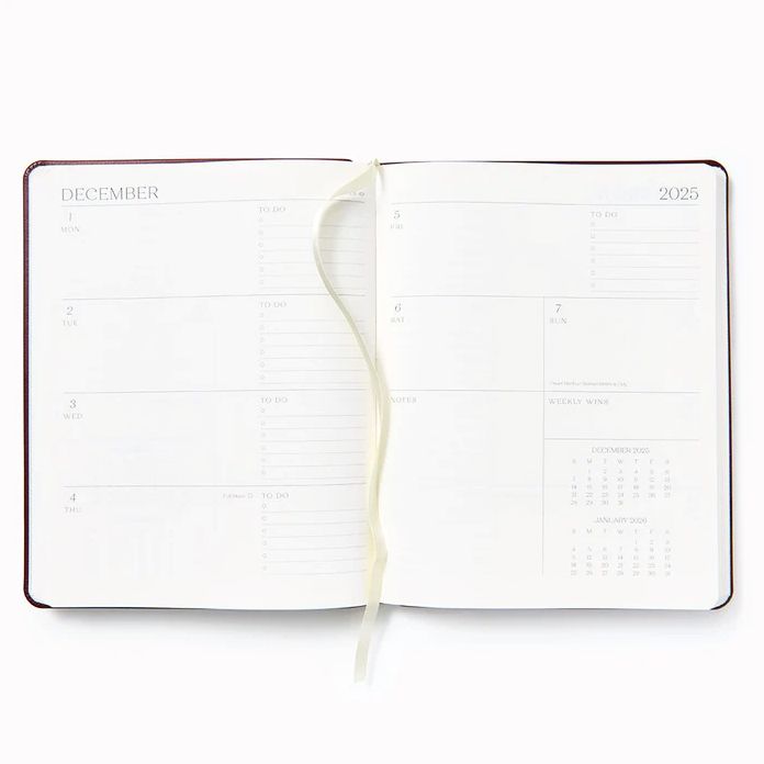 2025-2026 Paper Source Maroon Leather 18-Month Weekly Desk Planner - Image 6