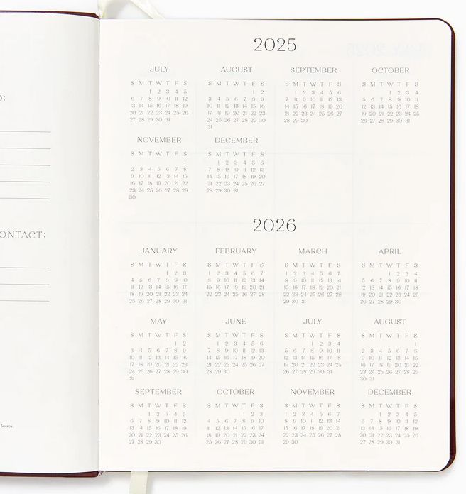 2025-2026 Paper Source Maroon Leather 18-Month Weekly Desk Planner - Image 7