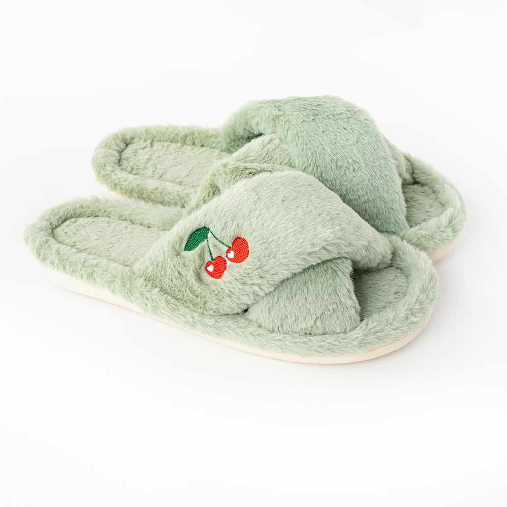 Furry Embroidered Slippers - Image 4