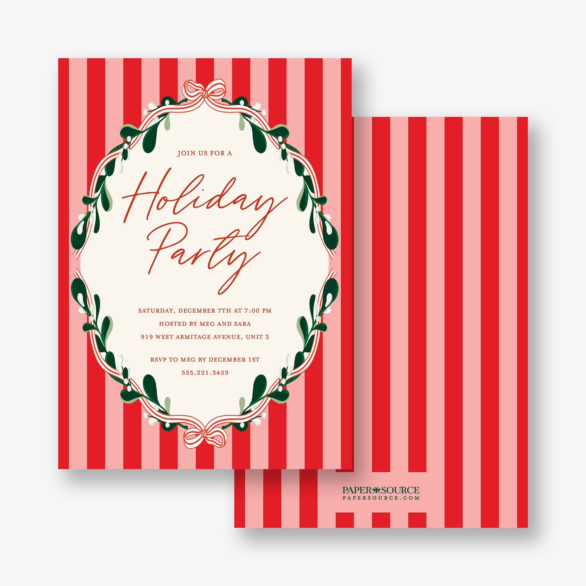 Holly and Stripes Party Invitation - Image 2