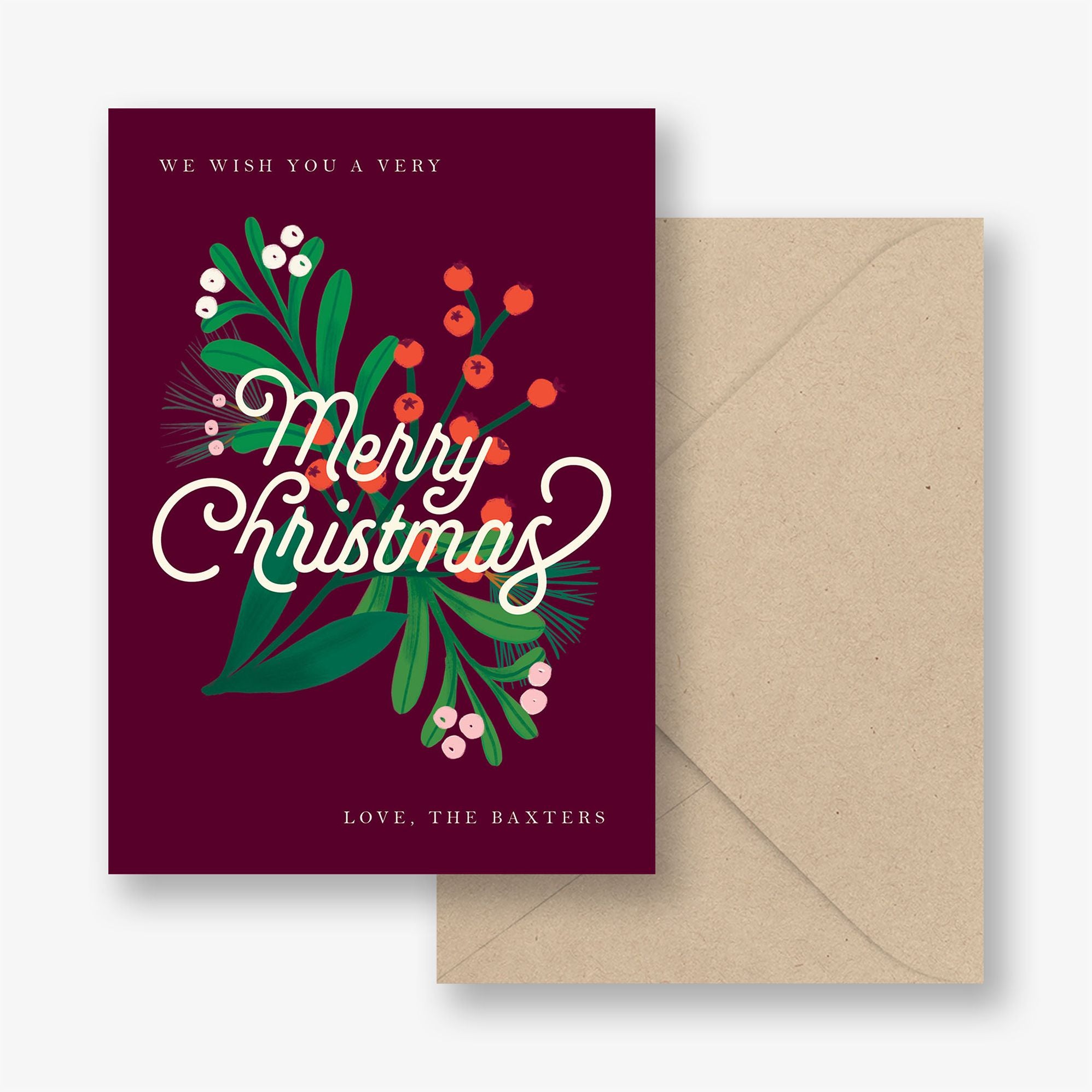 Bold Holly Script Holiday Card - Image 2