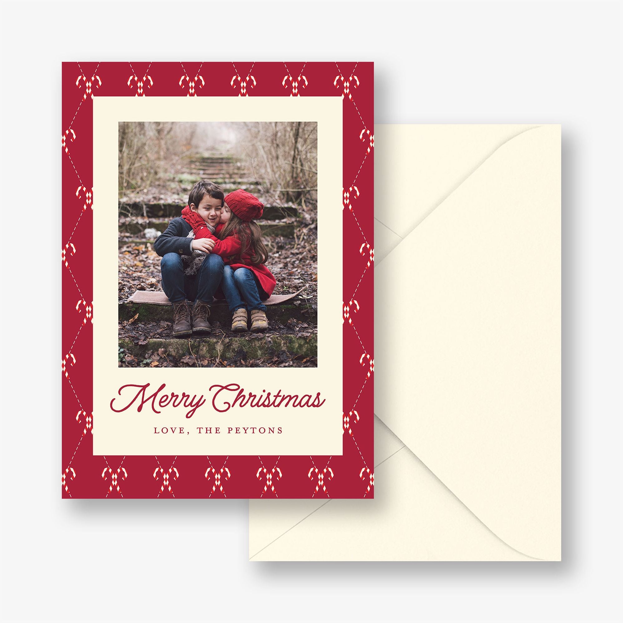 Candy Cane Argyle Holiday Photo Card - Image 2