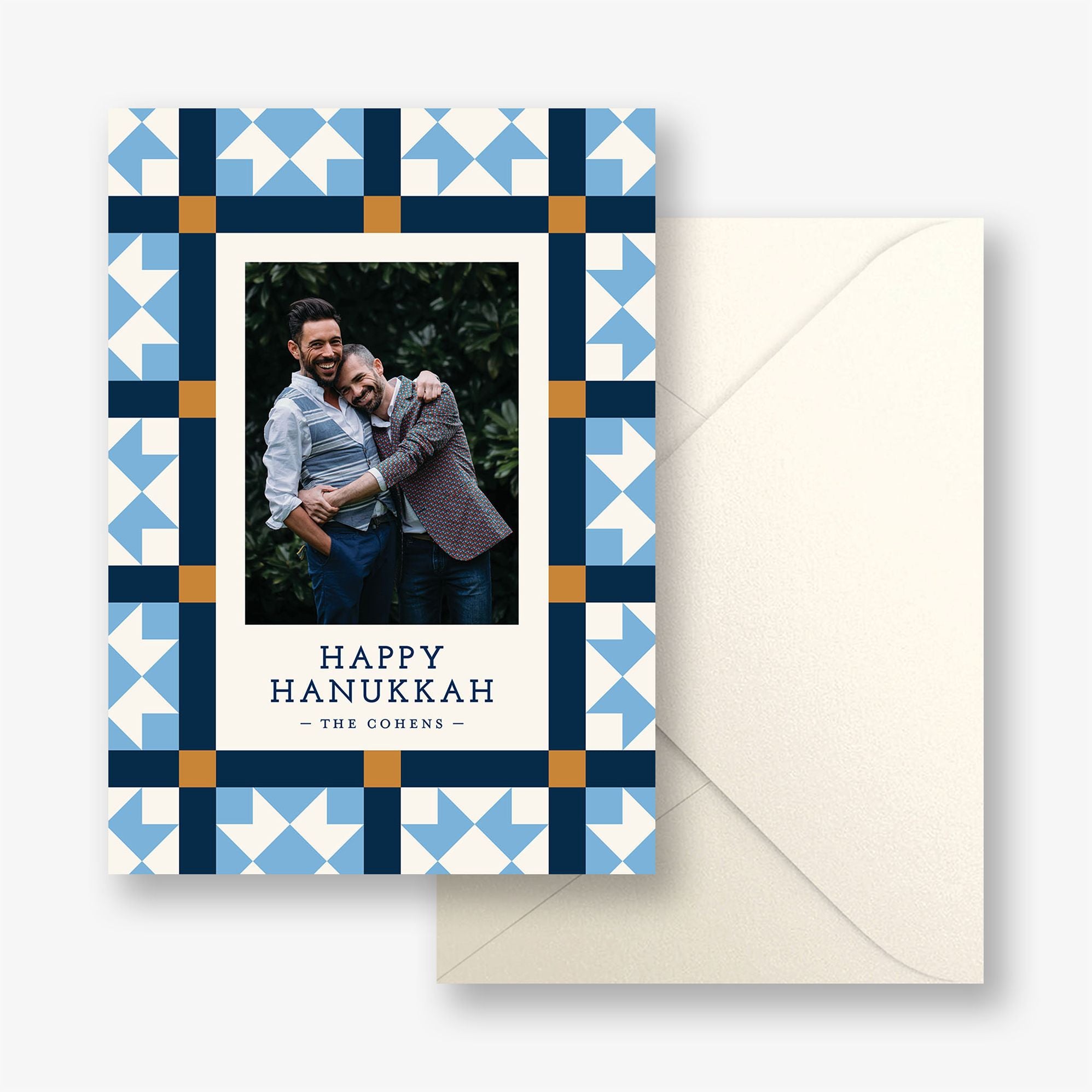 Patchwork Quilt Hanukkah Holiday Photo Card - Image 3