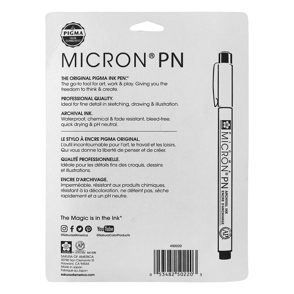 Sakura Pigma Micron PN - Plastic Nib 8 Pc Set; Contains 1 ea: Black. Blue. Red. Purple. Rose. Sepia. Burgundy. Blue/Black - Image 2