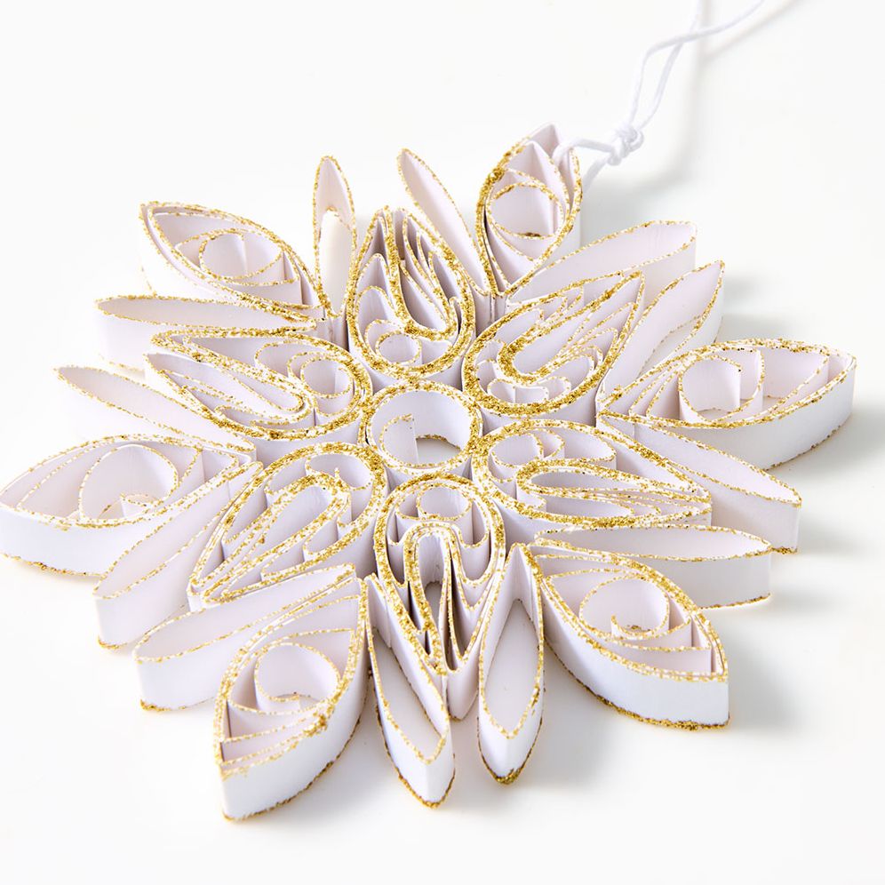 Snowflake Paper Ornament - White & Gold - Image 2